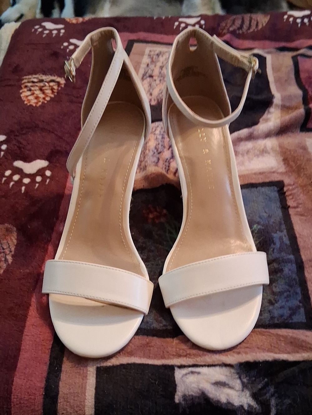 Kelly & Katie Cream Ankle-Strap Open-Toe Heels